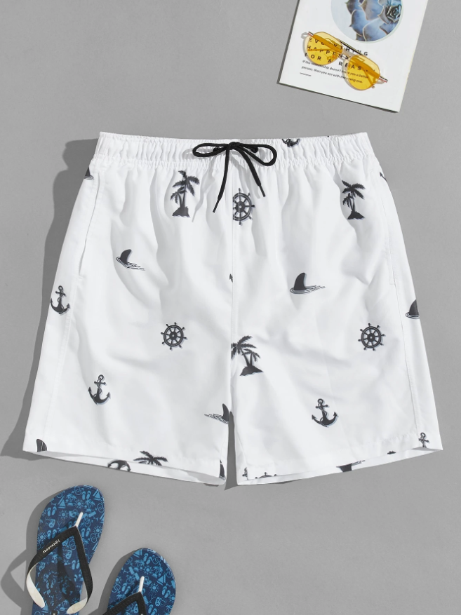 Shorts de Praia Masculino Manfinity com Estampa Tropical