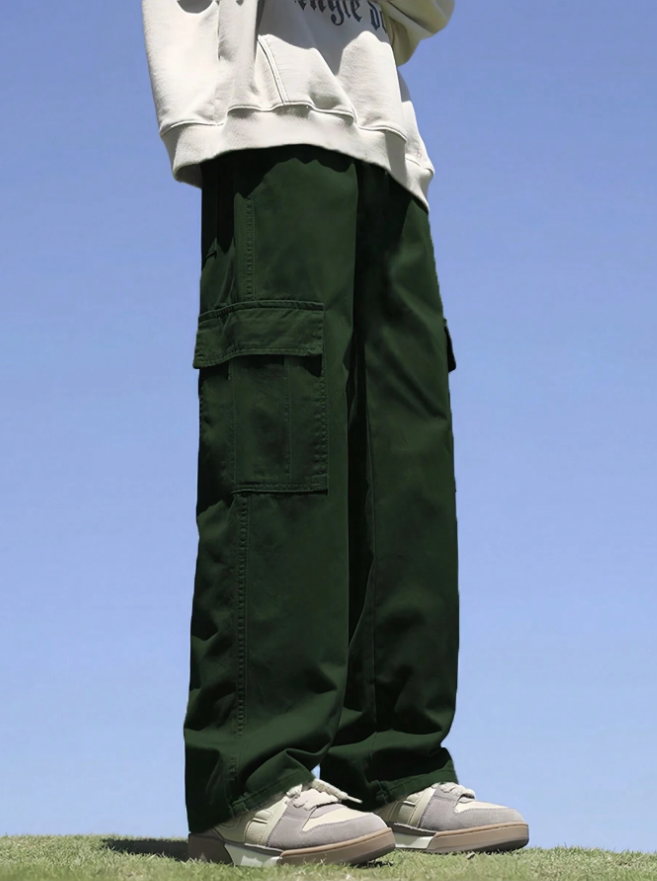 Calça Cargo Masculina Unissex com Cintura Ajustável e Caimento Reto