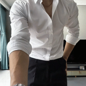 Camisa Social Masculina Lisa Manga Longa com Botão