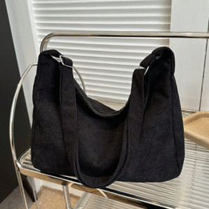 Bolsa Transversal de Corduroy Feminina Casual com Grande Capacidade